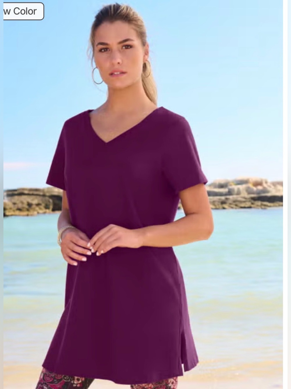Women's V-Neck tunic in Plum